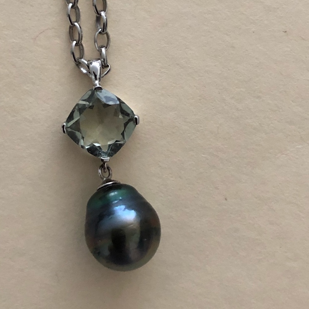 Prasiolite ( green amethyst) and south sea pearl